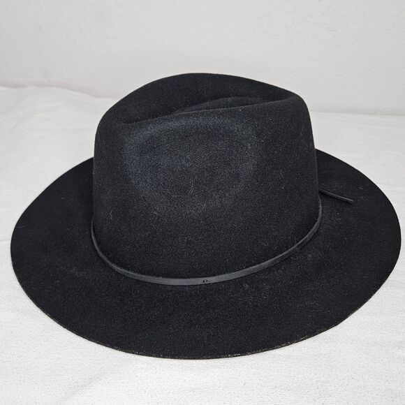Brixton Black Wide Brim Fedora Hat 100% Wool Unisex Size Large 7 1/2‎ (60cm) - Picture 6 of 10